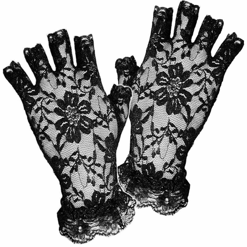 Featured image for “Short Lace Fingerless Gloves (Black)”