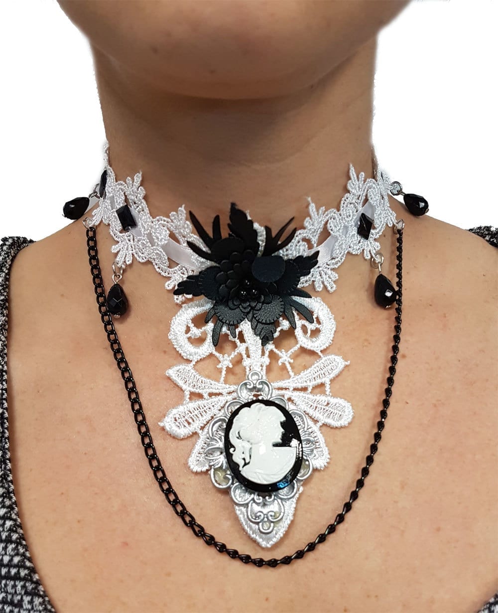Featured image for “Steampunk Choker (White w/Lace)”