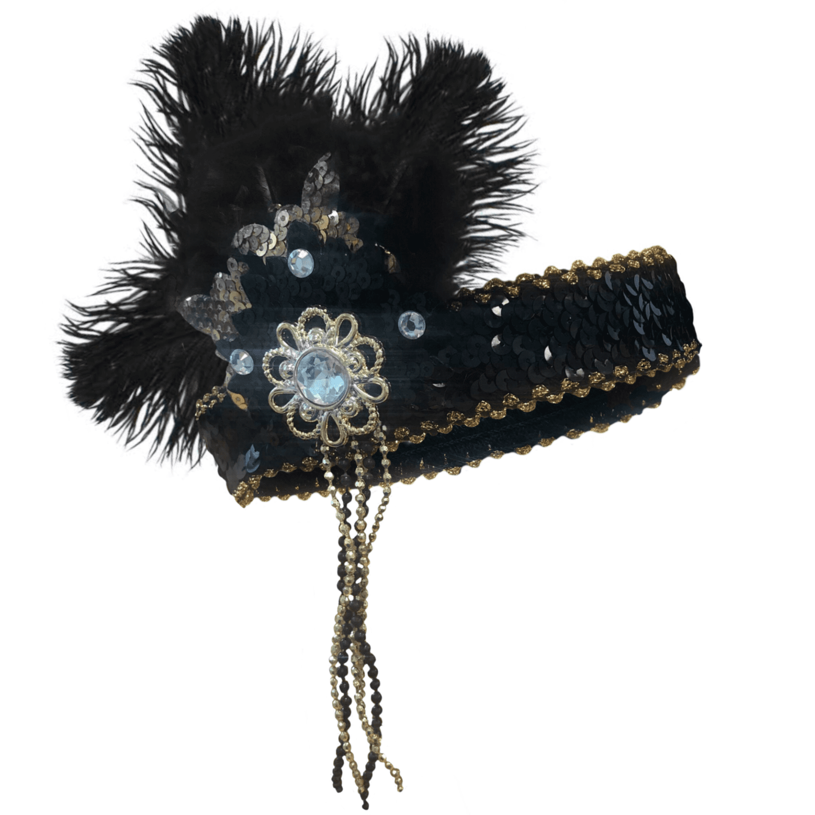 Featured image for “Flapper Headpiece (Deluxe Black/Gold)”