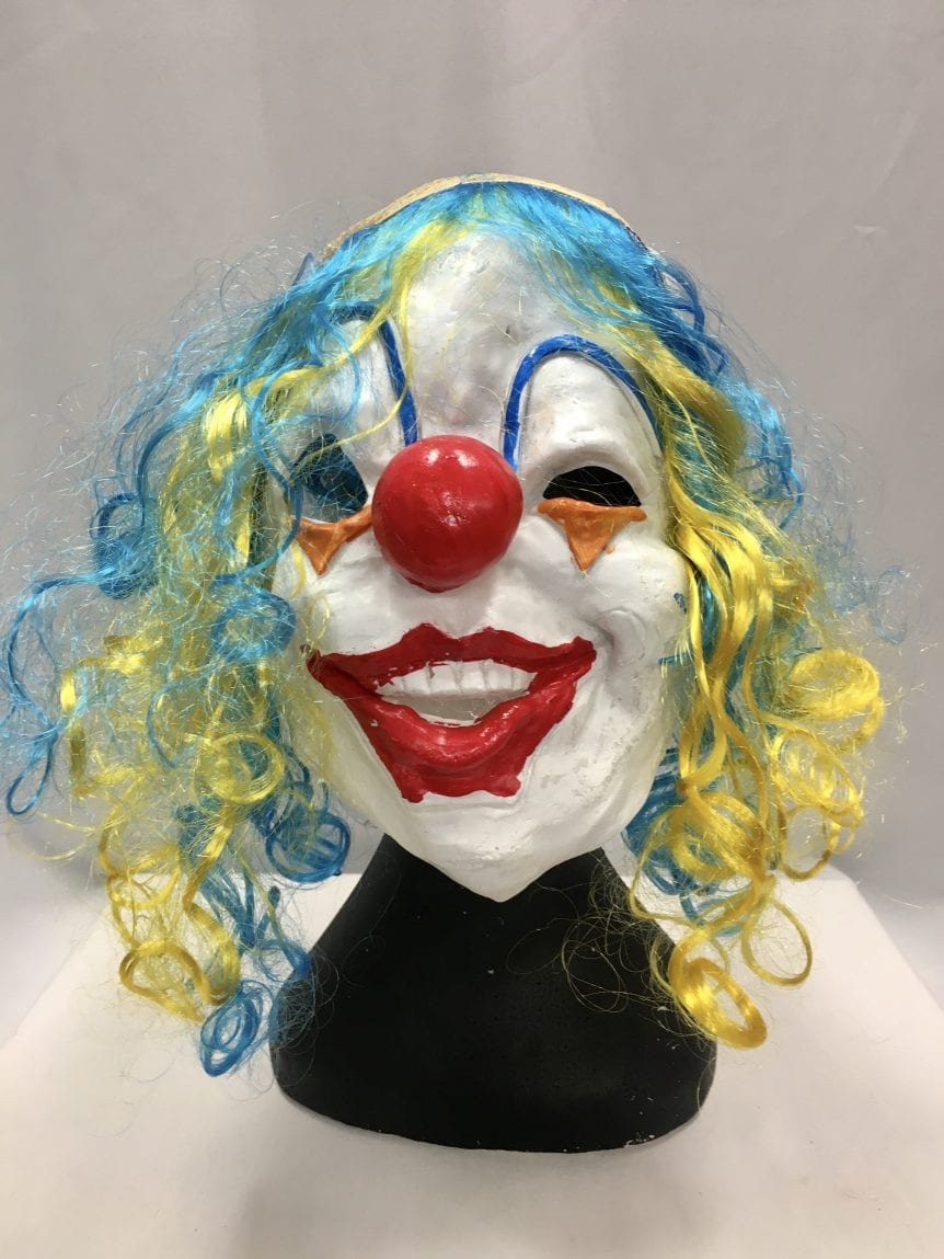 Ugly Clown Mask With Blue Hair - The Costumery